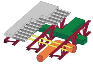Open web steel joists allow MEP to easily route through them to minimize floor envelope.