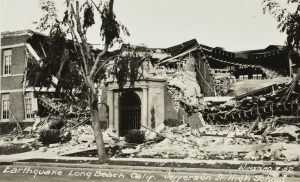 A school destroyed by the 1933 Long Beach earthquake.